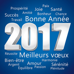 Wall Mural - 2017. Bonne année carte de vœux rouge et argent. Meilleurs vœux. 