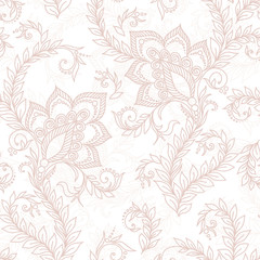  Henna Mehndi   Doodles Seamless Pattern- Paisley Flowers Illustr