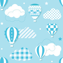 Blue Hot Air Balloons Pattern