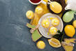 Easter background with lemon cupcakes