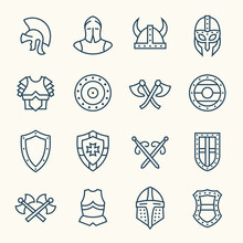 Ancient Armor Line Icons