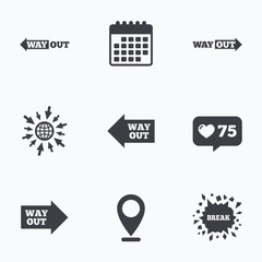 Poster - Way out icons. Left and right arrows symbols.