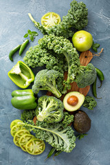 Variety of green vegetables