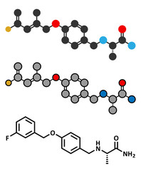 Wall Mural - Safinamide Parkinson's disease drug molecule.