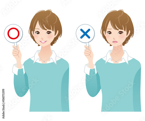 女性 マルバツ回答 クイズ Stock イラスト Adobe Stock