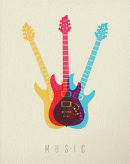 Wall Mural - Music concept icon electric guitar color design
