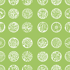 Fototapete - seamless pattern with elements of flowers and leaves