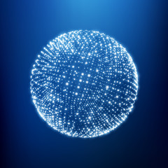 Wall Mural - The Sphere Consisting of Points. Global Digital Connections. Abstract Globe Grid. Wireframe Sphere Illustration. Abstract 3D Grid Design. A Glowing Grid. 3D Technology Style. Networks - Globe Design.