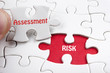 Risk Assessment. Missing jigsaw puzzle pieces with text.
