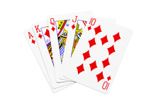 Flush Royal Cards Isolated On White Background