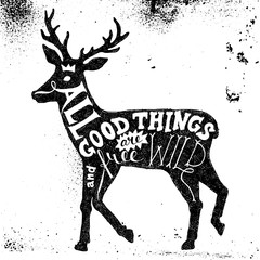 Wall Mural - Lettering in deer silhouette