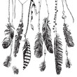 Tribal background with hand drawn feathers