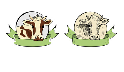 Wall Mural - Vector illustrations -- cow, logotype for dairy and farm products