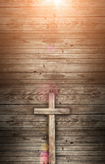 Canvas Print - Old brown wooden cross