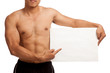 © halfbottle - Muscular Asian man with blank sign