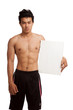 © halfbottle - Muscular Asian man with blank sign