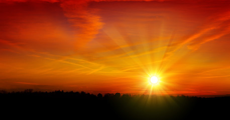 Wall Mural - Summer sky sunset. 