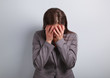 © Anastasia.photoyoga - Business unhappy depression woman in suit covering the hand the