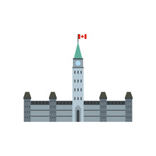 Parliament Buildings, Ottawa Icon, Flat Style
