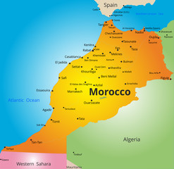 Wall Mural - color map of Morocco country