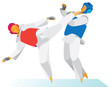 Two young athletes are taekwondo fighters