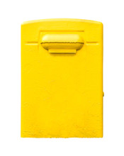 Yellow Post Office Mailbox On Plastered Wall