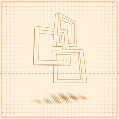 Aufkleber - Three rectangular 3D frames blueprint