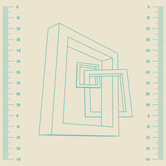 Aufkleber - Three rectangular 3D frames blueprint