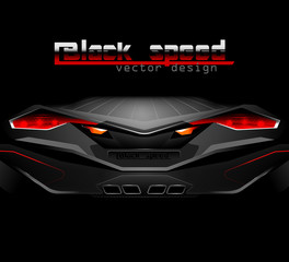 Wall Mural - Black speed scene vector sports car design abstract background