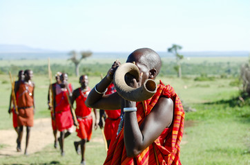 masai kudu horn blowing - kenya