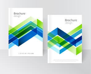 Wall Mural - brochure, leaflet, flyer, cover template. abstract background blue and green diagonal lines. stock-v