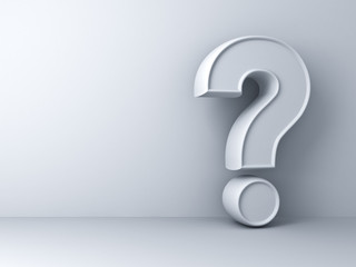 Poster - question mark on white wall background