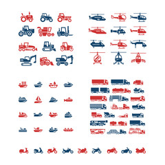 Wall Mural - Set color icons of transport