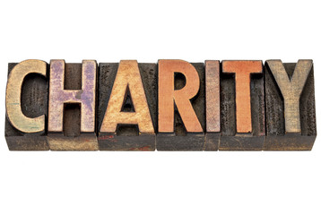 Canvas Print - charity word in wood type