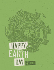 Wall Mural - Happy Earth Day Poster. Tree rings symbolic illustration on the