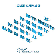 Poster - isometric alphabet vector font. isometric small and capital letters, numbers and symbols. three-dime