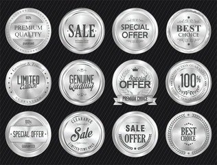 Sticker - Retro vintage sale silver badge and labels collection