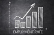 Employment rate chart on the blackboard
