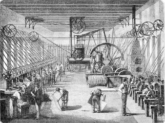 Wall Mural - capsulerie bayonne, interior view, vintage engraving.
