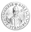 Seal of officialdom direction. The figure of the archbishop seen