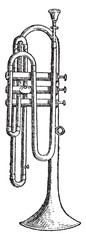 Poster - Flugelhorn, vintage engraving.