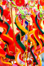 Colorful Chinese Dragon Plastic And Paper Toy For Chinese New Year Happy And Goodluck.
