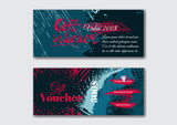 Fototapeta Młodzieżowe - Set of the grunge gift voucher templates.