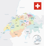 Fototapeta Mapy - Switzerland administrative divisions map