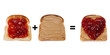 bread toast with jam and peanut butter spread.