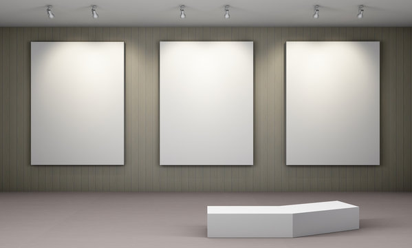 Exhibition Art Gallery Museum with blank placard Image Design 