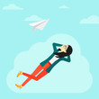 © Visual Generation - Business woman relaxing on cloud.