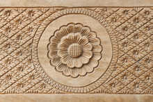 Flower On Carved Wood For Decoration