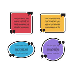 Aufkleber - Set of color quote text bubbles. Quotation mark speech bubbles. Set of quote sign icons. Quote blank template. Quote bubble. Empty template. Quote form. Vector illustration.