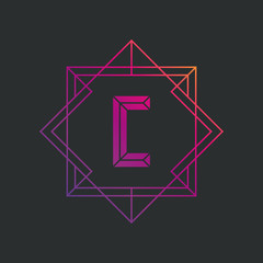 Aufkleber - Letter C logo icon design template. C letter outline monogram. Gradient vector illustration.